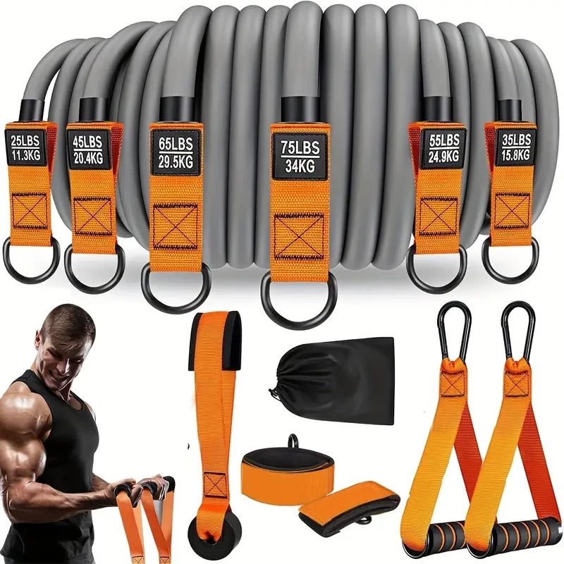 Resistance strap with handle: used for muscle training, strength building, body shaping, yoga, home fitness equipment - natural
