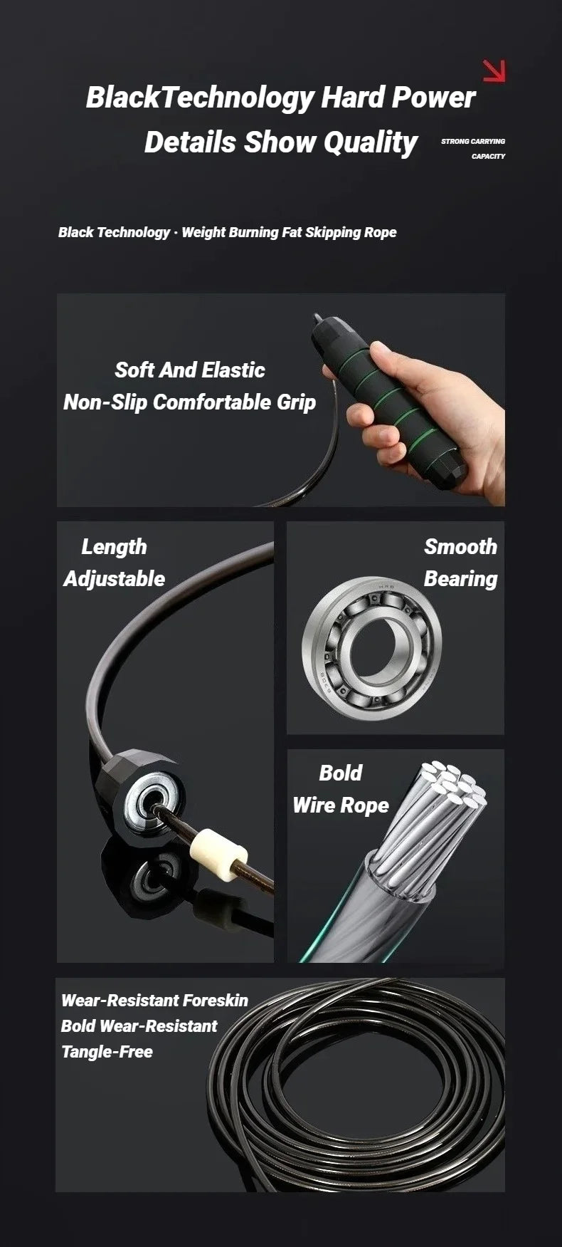 The New Jump Rope Steel Wire Skipping Exercise Adjustable Jumping Fitness Workout Training Home Sport Equipment Tangle-Free